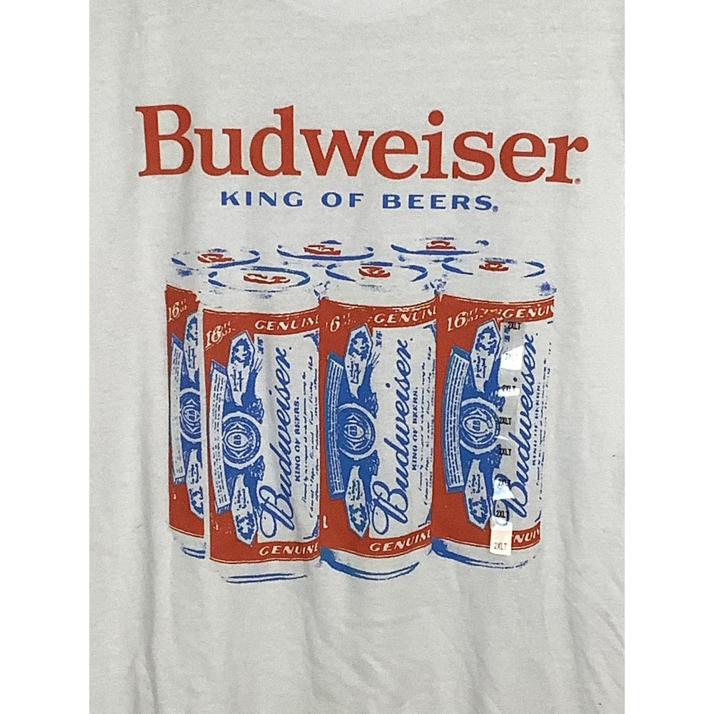 Budweiser King of Beers White Graphic T-Shirt Mens 2XLT Tall 6 Pack Cans - Picture 2 of 4